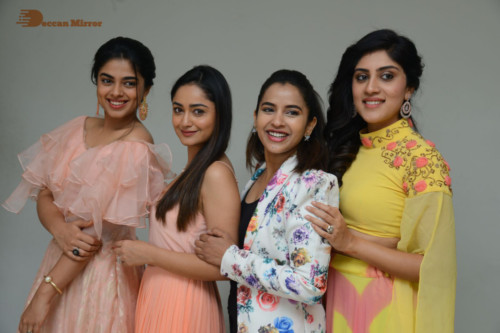 Telugu Movie Anukunnadi Okati Ayinadi Okati heroines Siddhi Idnani, Tridha Choudhury, Dhanya Balakrishna, Himaja meet the press