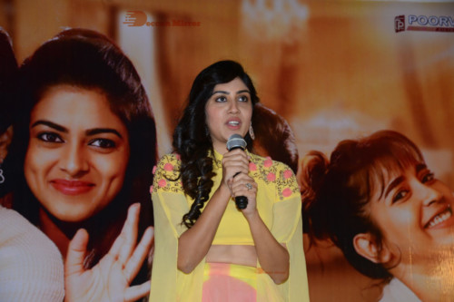 Telugu Movie Anukunnadi Okati Ayinadi Okati heroines Siddhi Idnani, Tridha Choudhury, Dhanya Balakrishna, Himaja meet the press