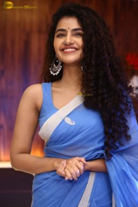 Indian Actress Anupama Parameswaran in a blue saree