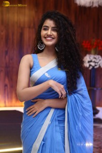 Indian Actress Anupama Parameswaran in a blue saree