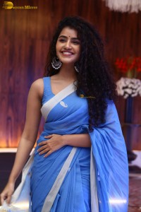 Indian Actress Anupama Parameswaran in a blue saree