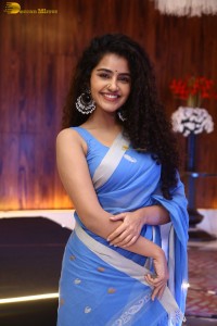 Indian Actress Anupama Parameswaran in a blue saree