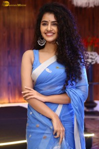 Indian Actress Anupama Parameswaran in a blue saree