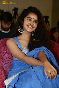 Indian Actress Anupama Parameswaran in a blue saree