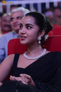 actress Anupama Parameswaran cute in a black saree at a movie function