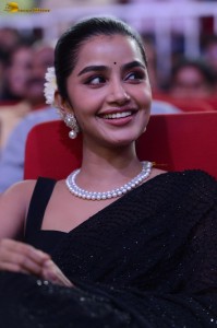 actress Anupama Parameswaran cute in a black saree at a movie function