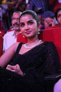 actress Anupama Parameswaran cute in a black saree at a movie function