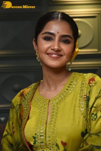 South Actress Anupama Parameswaran in a green dress while attending a movie event