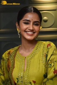 South Actress Anupama Parameswaran in a green dress while attending a movie event