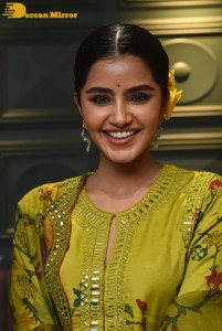 South Actress Anupama Parameswaran in a green dress while attending a movie event