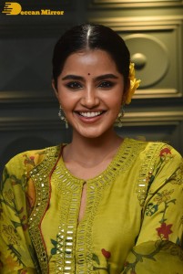 South Actress Anupama Parameswaran in a green dress while attending a movie event