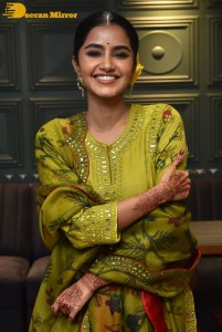 South Actress Anupama Parameswaran in a green dress while attending a movie event
