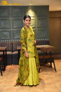 South Actress Anupama Parameswaran in a green dress while attending a movie event