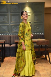 South Actress Anupama Parameswaran in a green dress while attending a movie event