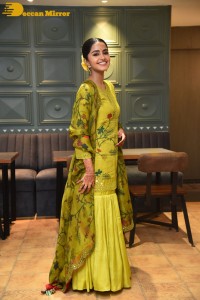 South Actress Anupama Parameswaran in a green dress while attending a movie event
