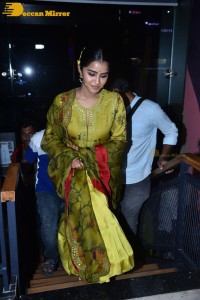 South Actress Anupama Parameswaran in a green dress while attending a movie event