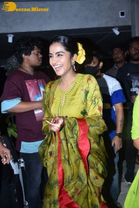 South Actress Anupama Parameswaran in a green dress while attending a movie event