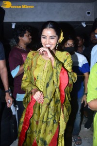 South Actress Anupama Parameswaran in a green dress while attending a movie event