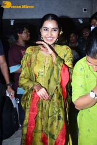 South Actress Anupama Parameswaran in a green dress while attending a movie event