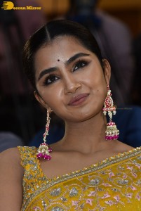 Actress Anupama Parameswaran in a yellow saree