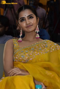 Actress Anupama Parameswaran in a yellow saree