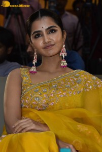 Actress Anupama Parameswaran in a yellow saree
