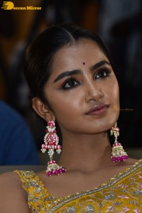 Actress Anupama Parameswaran in a yellow saree