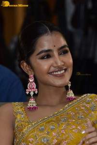 Actress Anupama Parameswaran in a yellow saree