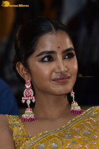 Actress Anupama Parameswaran in a yellow saree