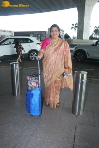 Popular playback singer of Bollywood Anuradha Paudwal spotted at Mumbai Airport