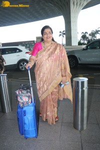 Popular playback singer of Bollywood Anuradha Paudwal spotted at Mumbai Airport