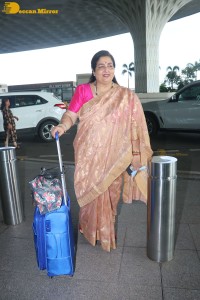 Popular playback singer of Bollywood Anuradha Paudwal spotted at Mumbai Airport