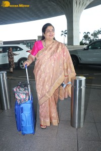 Popular playback singer of Bollywood Anuradha Paudwal spotted at Mumbai Airport