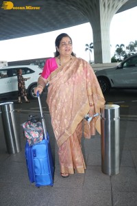 Popular playback singer of Bollywood Anuradha Paudwal spotted at Mumbai Airport