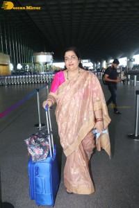 Popular playback singer of Bollywood Anuradha Paudwal spotted at Mumbai Airport