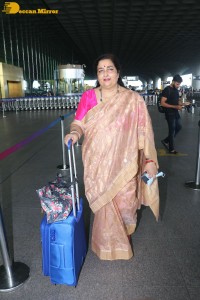 Popular playback singer of Bollywood Anuradha Paudwal spotted at Mumbai Airport