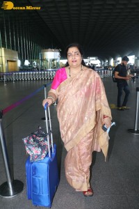 Popular playback singer of Bollywood Anuradha Paudwal spotted at Mumbai Airport