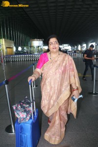 Popular playback singer of Bollywood Anuradha Paudwal spotted at Mumbai Airport
