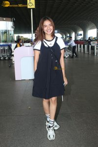 actress Anushka Sen gorgeous in a short dress at airport