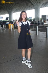 actress Anushka Sen gorgeous in a short dress at airport