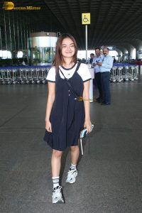 actress Anushka Sen gorgeous in a short dress at airport