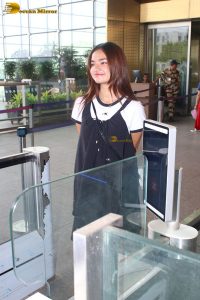 actress Anushka Sen gorgeous in a short dress at airport