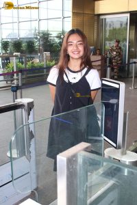 actress Anushka Sen gorgeous in a short dress at airport