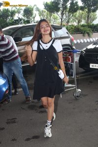 actress Anushka Sen gorgeous in a short dress at airport