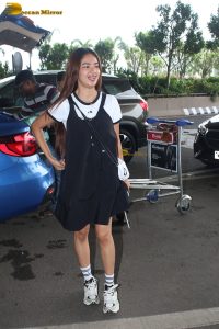 actress Anushka Sen gorgeous in a short dress at airport