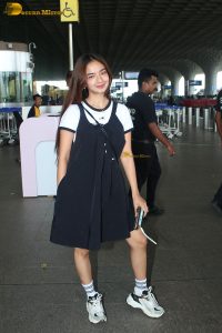 actress Anushka Sen gorgeous in a short dress at airport