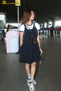 actress Anushka Sen gorgeous in a short dress at airport