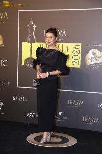 actress anushka sen gorgeous in a black dress at an event