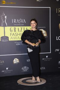 actress anushka sen gorgeous in a black dress at an event