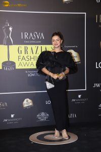 actress anushka sen gorgeous in a black dress at an event